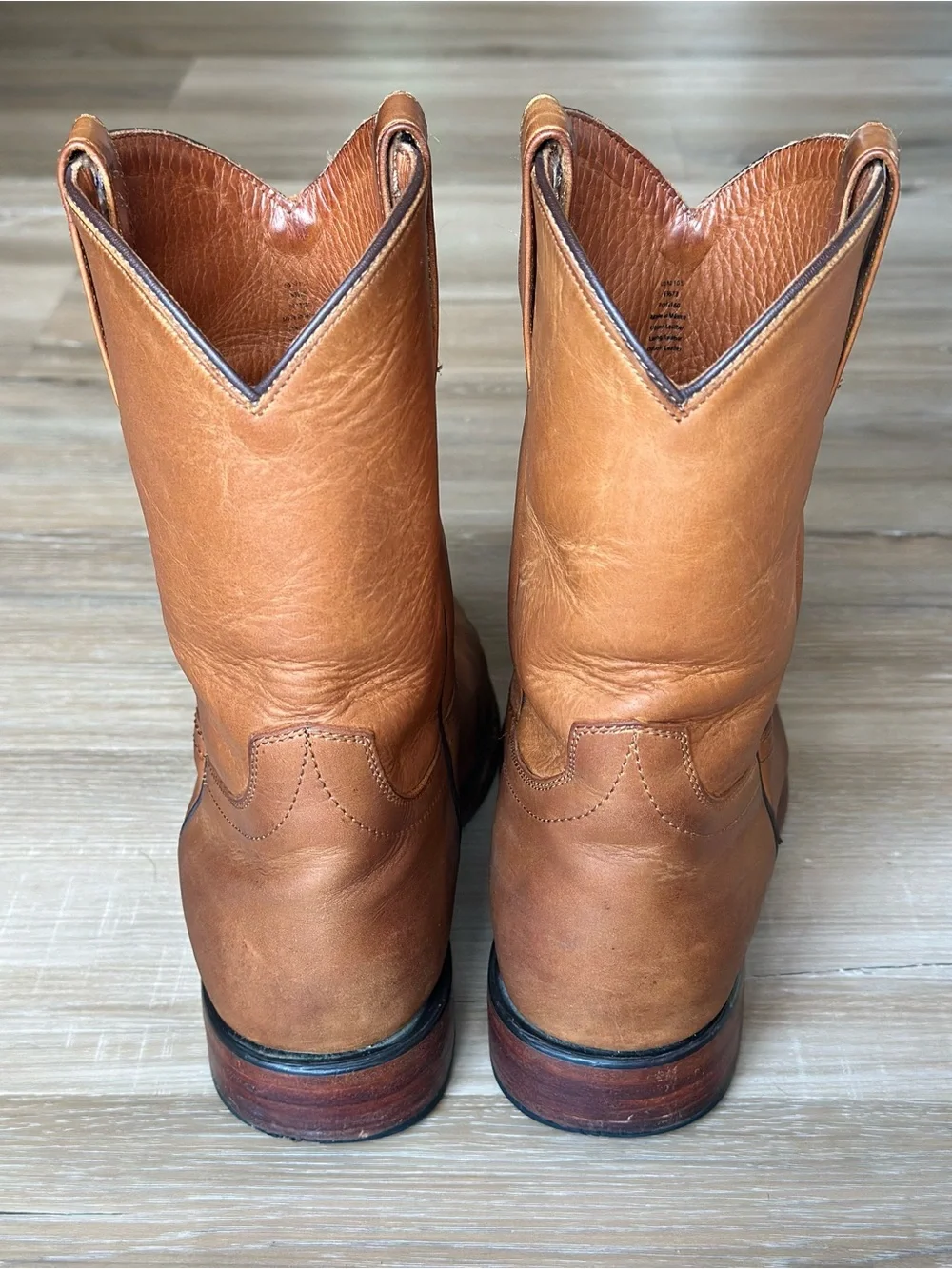 Rhodes Footwear Roper Leather Cowboy Boots Mens 10.5  Tan Brown Huckberry